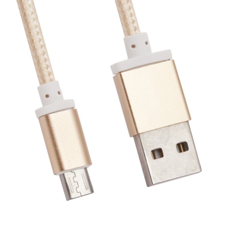 фото Usb кабель «lp» micro usb оплетка и металл. разъемы в катушке 1,5 метра (золотой)