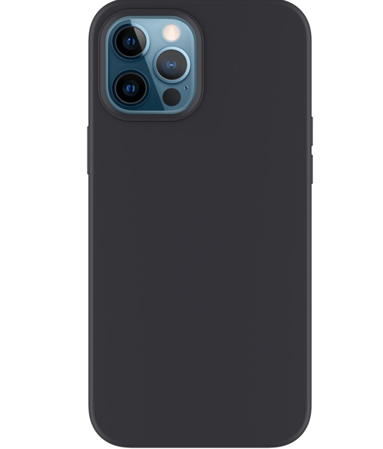 фото Накладка soft silicone для apple iphone 12 pro max, черный, pet синий, deppa