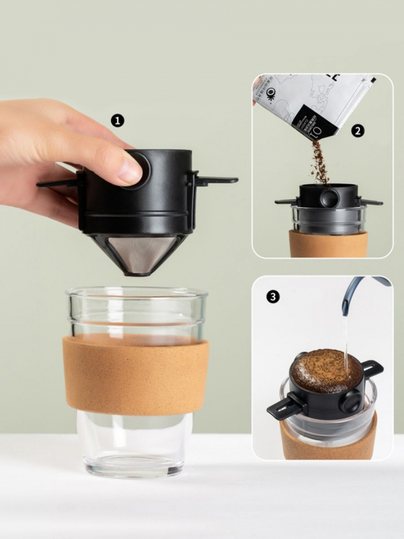 фото Кружка с фильтром для заваривания кофе (340 мл, черный)