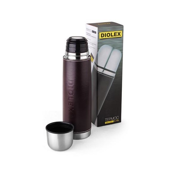Термос Diolex DXL-500-1 Термос Diolex DXL-500-1Термосы и термоконтейнеры<br>Надежный термос с узким горлом. Он имеет кожаную вставку и кнопочный предохранительный клапан. Корпус и колба изготовлены из нержавеющей стали. Термос используется для хранения напитков при постоянной температуре.<br>