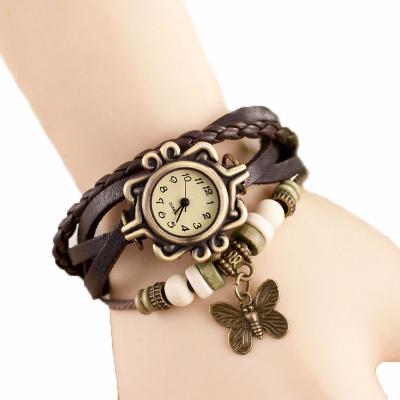 фото Модные часы браслет с бабочкой, экокожа, черные