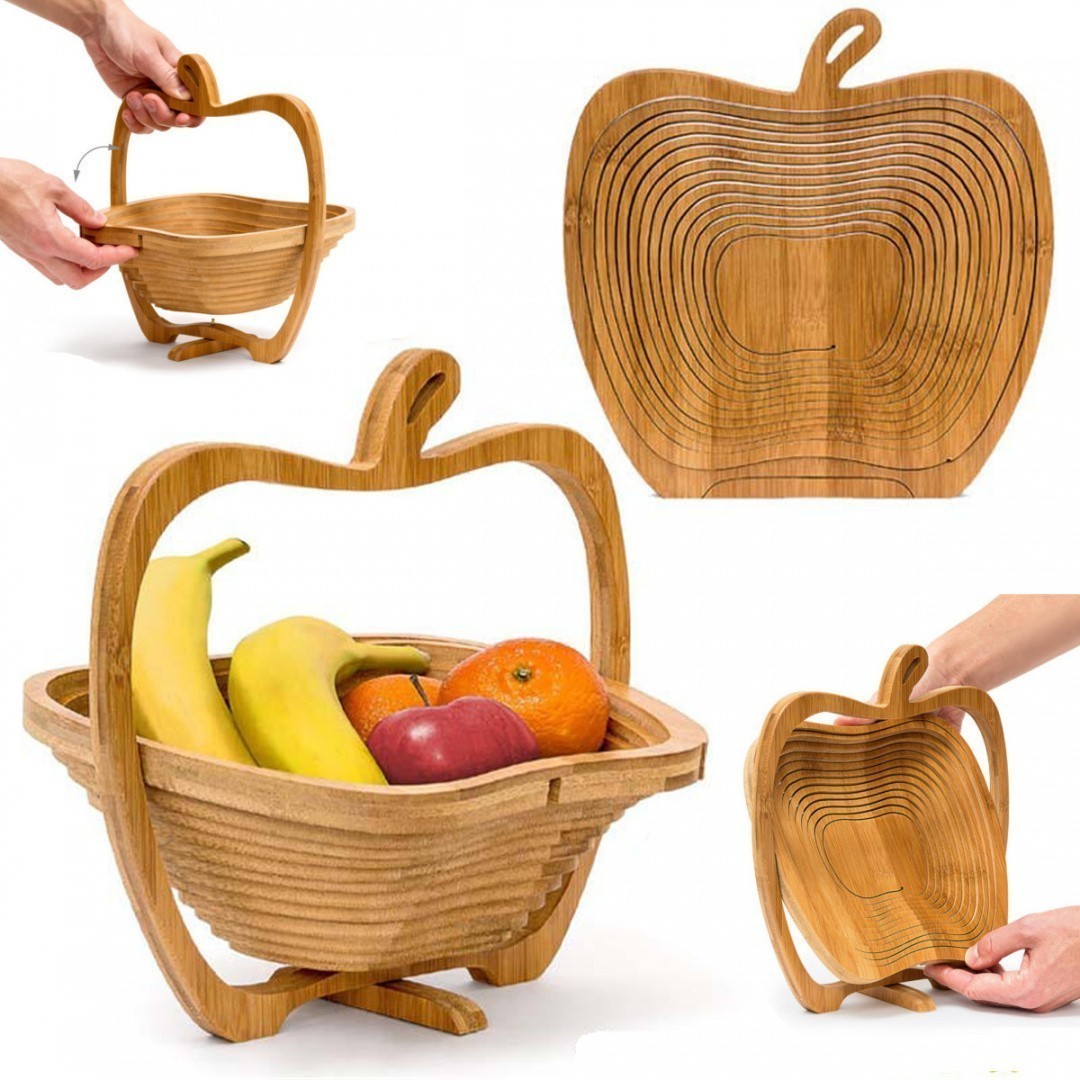 фото Складная бамбуковая корзина в форме яблока