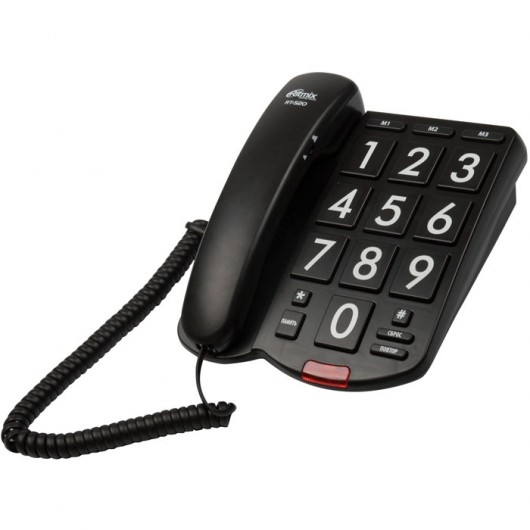 фото Телефон проводной ritmix rt-520 black, без дисплея,с большими кнопками и крупн. цифрами, цвет слонов