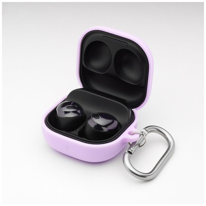 фото Силиконовый чехол с карабином для samsung galaxy buds live / buds pro, лавандовый