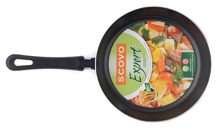фото Сковорода scovo expert сэ-027, 22 см, с крышкой, бордовый