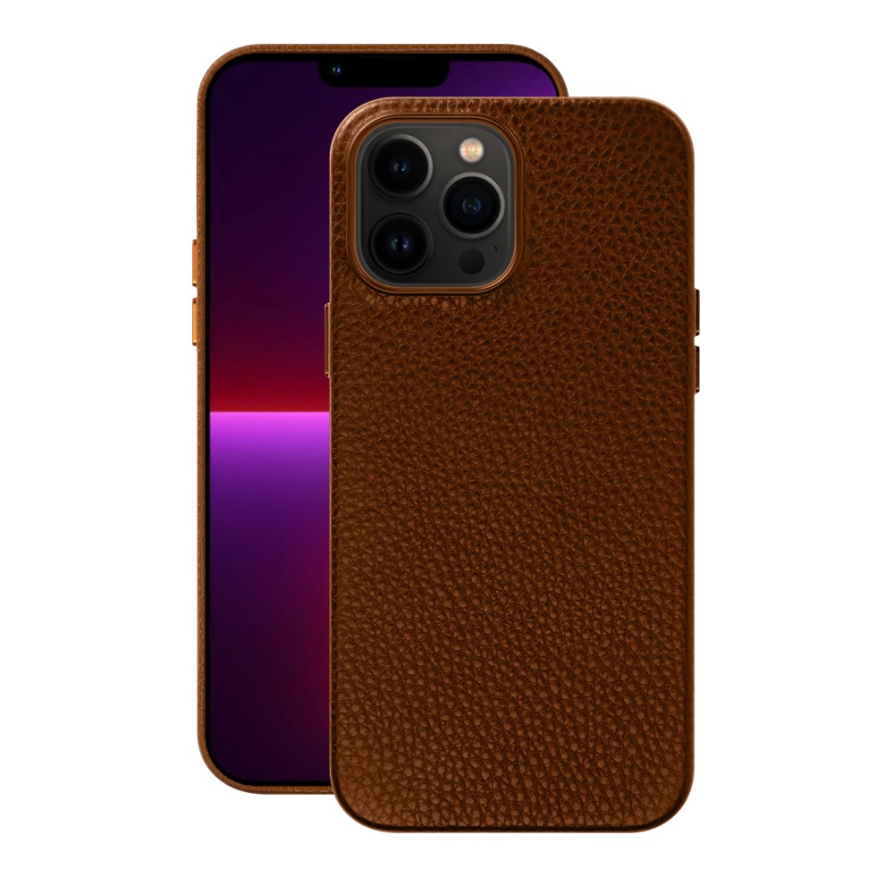 фото Чехол leather case для apple iphone 13 pro max, коричневый, картон, deppa
