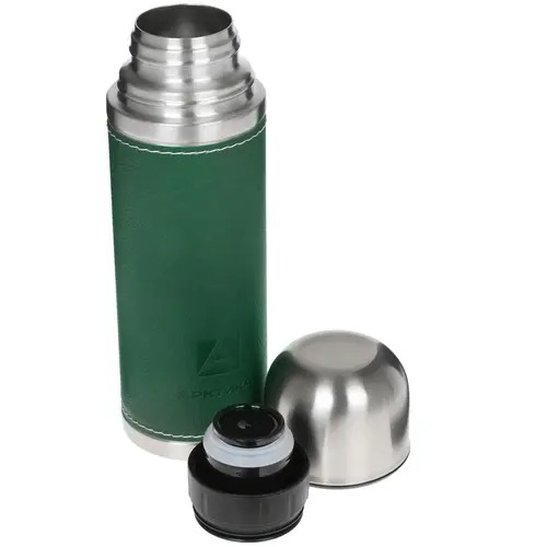 фото Ark-108-500-зеленая- кожа термос бытовой, вакуумный, питьевой, тм арктика, 500 мл,