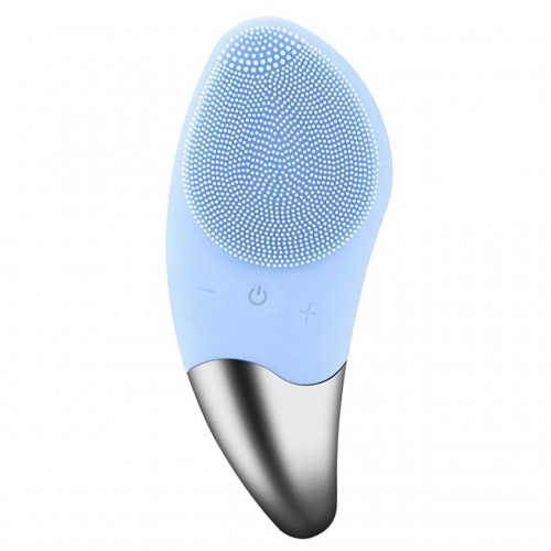 фото Электрическая силиконовая щетка-массажер для чистки лица sonic facial brush, голубой