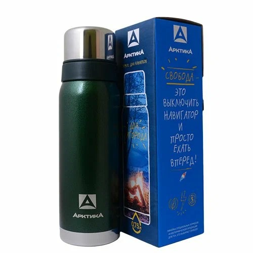 фото Ark-106-750 ситечко термос бытовой, вакуумный (для напитков), тм арктика, 750 мл, зеленый