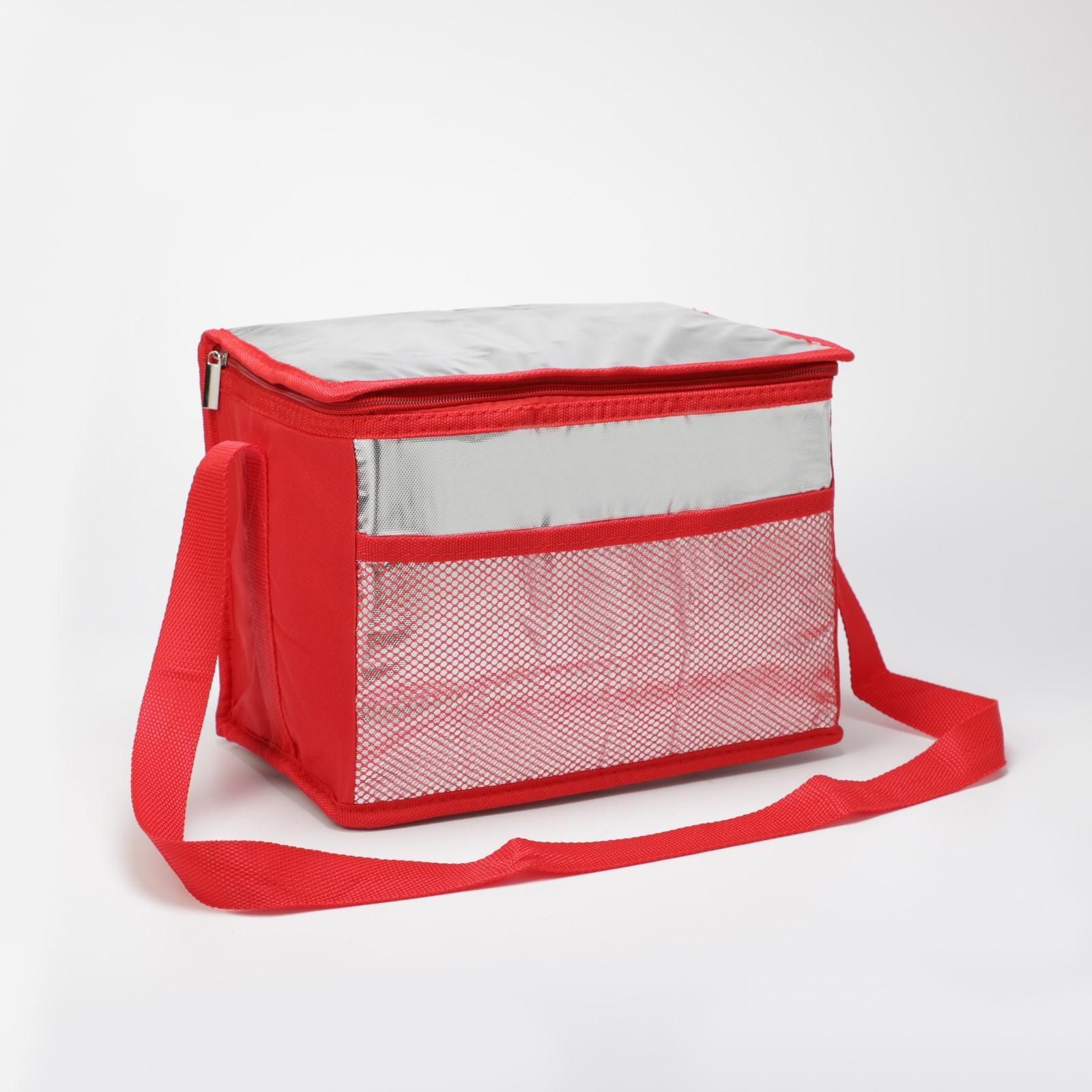 фото Сумка-термо, отдел на молнии, наружный карман, регулируемый ремень, цвет красный