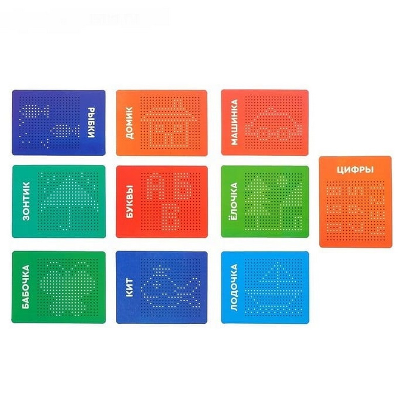 фото Планшет обучающий - магнитное рисование, 380 отверстий, красный