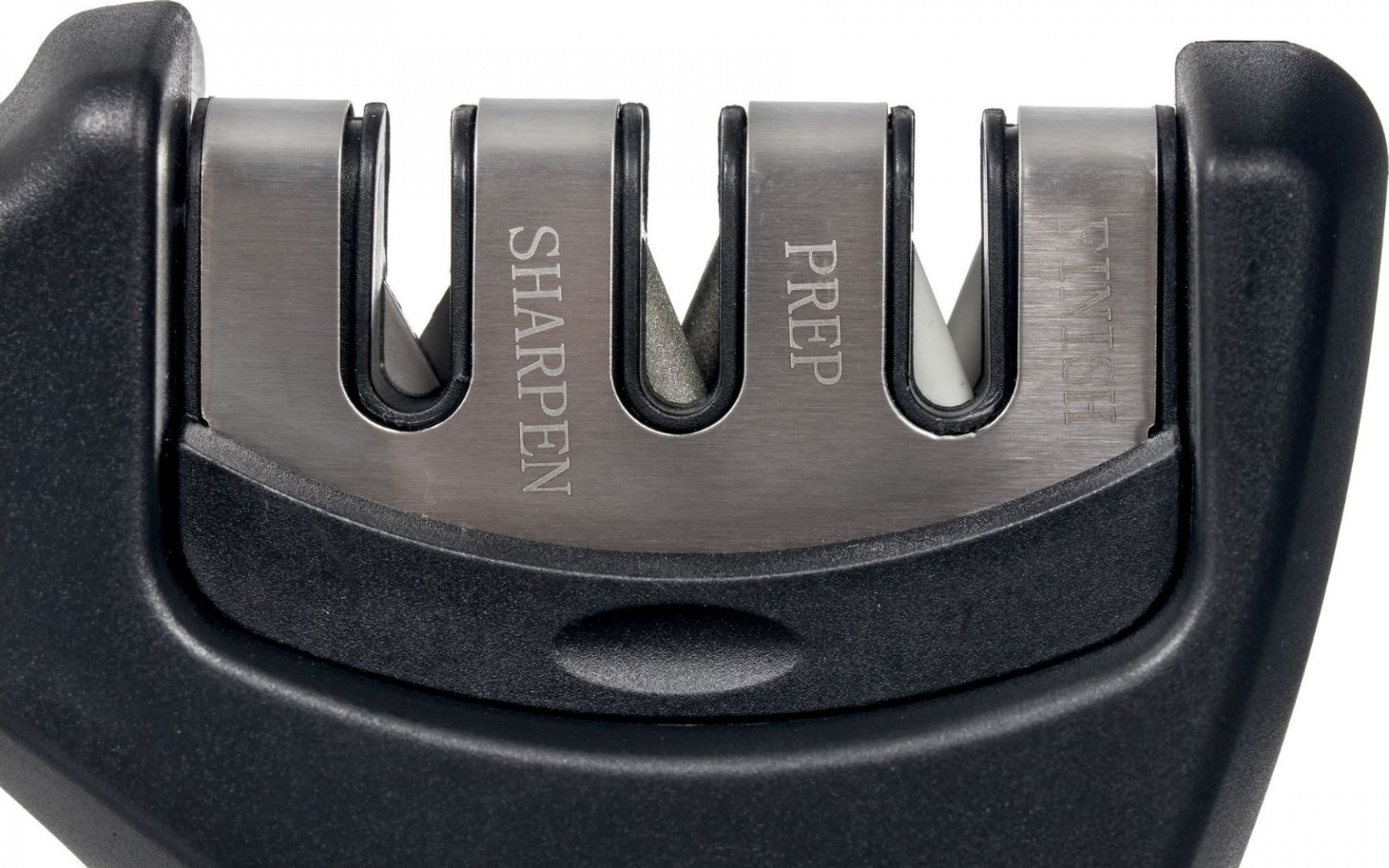 фото Точилка для ножей 3 уровня заточки, 20,5x7,5x4,4 см, металл, пластик, черная