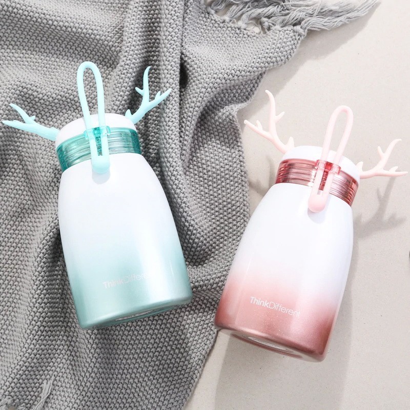 фото Мини термос сталь с рожками оленя 320 мл, цвет микс