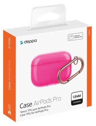 фото Чехол neon для airpods pro, карабин, розовый, deppa