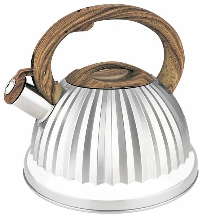 фото Alpenkok чайник со свистком ak-528 3 л, серебристый