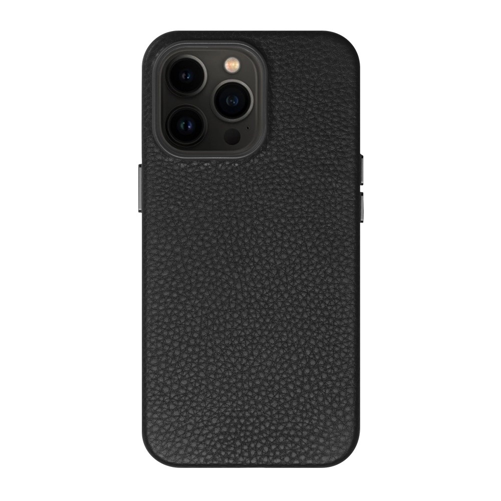 фото Чехол leather case для apple iphone 13 pro max, черный, картон, deppa