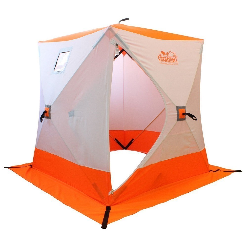 фото Палатка зимняя куб следопыт 2-местная, бело-оранжевая