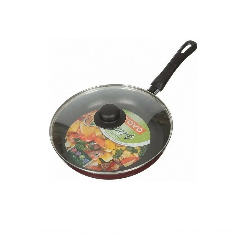 фото Сковорода scovo expert сэ-029, 26 см, с крышкой, бордовый