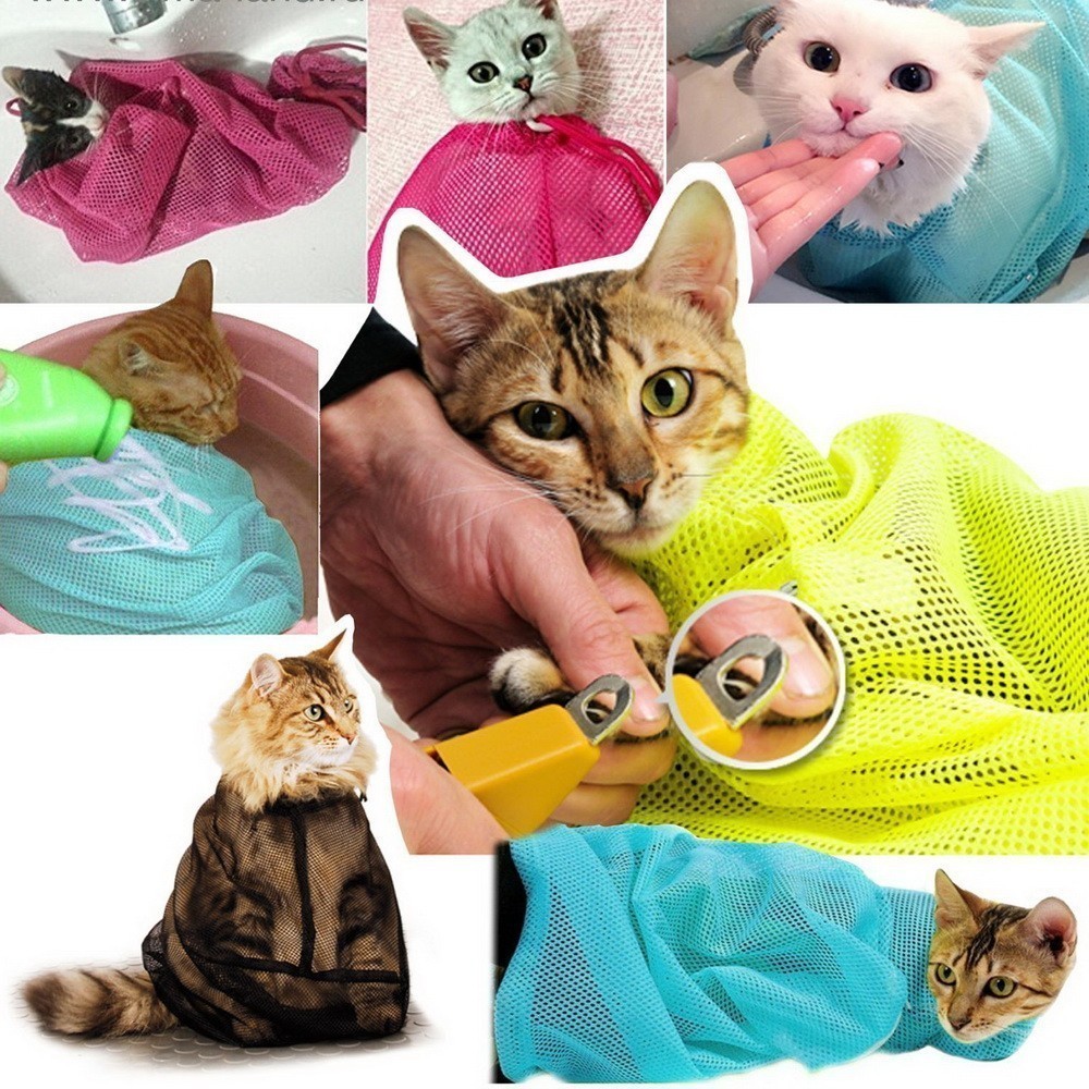 фото Мешок для груминга кошек (купание, уход за когтями, прививки), серый