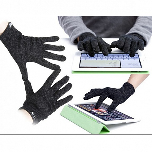 Купить Перчатки для сенсорных экранов - черные - все пальцы