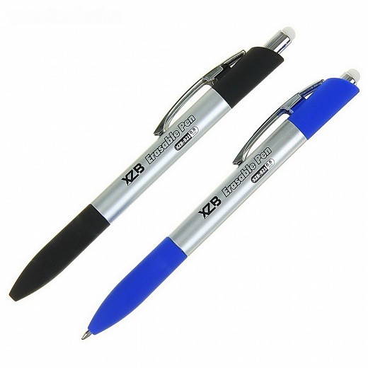 Купить Ручка шариковая - Пиши-Стирай, 0,8мм автомат стержень синий корпус серебристый, цвет микс