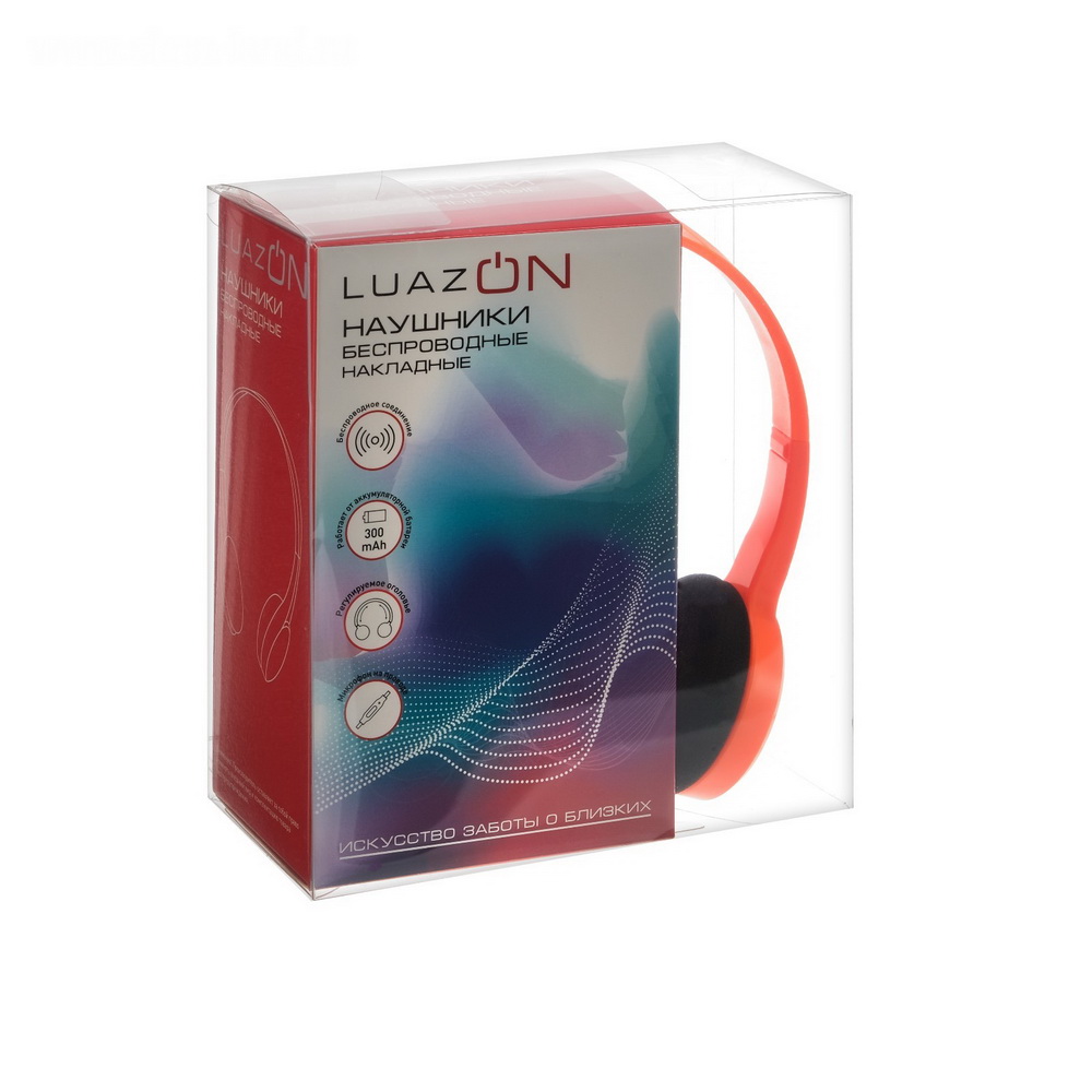 Наушники LuazON, накладные, беспроводные, с микрофоном, управление треками, Оранжевый