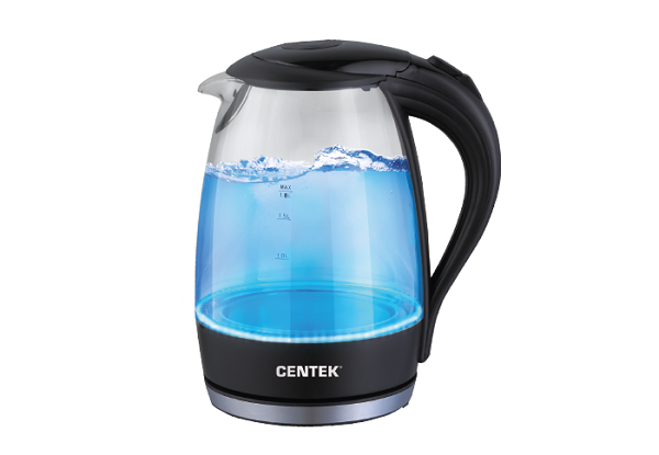 

Чайник электрический Centek CT-0042 Black стекло, 1.8л, 2200Вт, внутренняя LED подсветка, кнопка