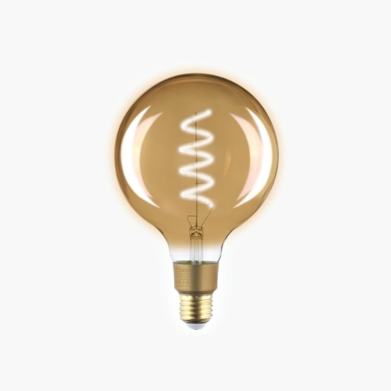 фото Умная лампа zetton led smart wi-fi bulb g95sp e27 4вт 2700к loft ztshlblwwe272ru (коробка)