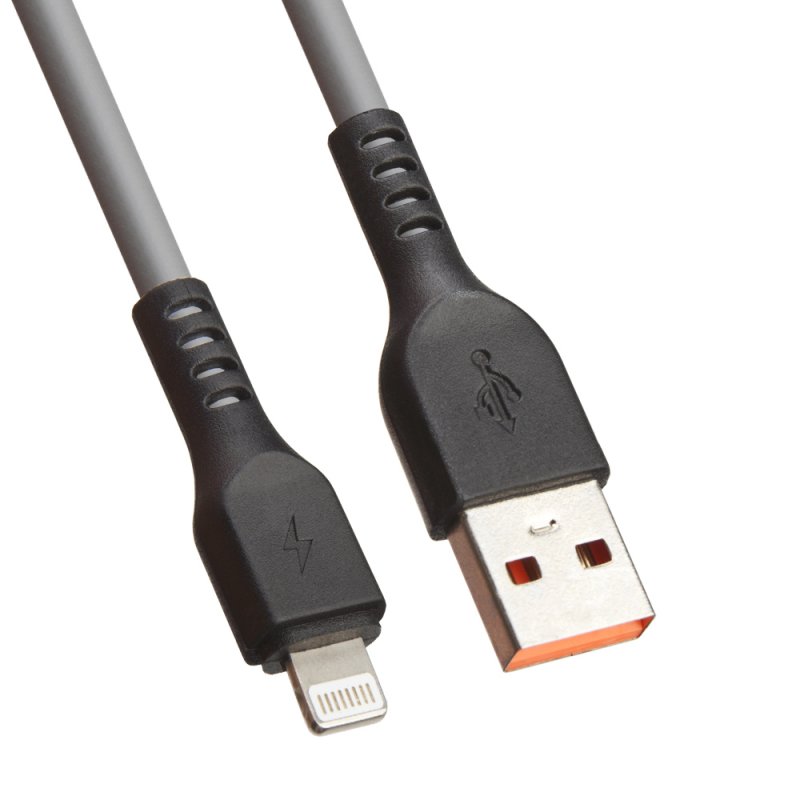 

USB кабель «LP» для Apple Lightning 8-pin «Extra» TPE (серый/коробка)