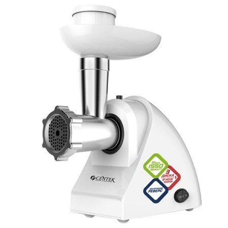 

Мясорубка Centek CT-1605 White 1550Вт, реверс, 3 диска, удобное управление(4)