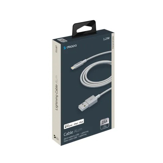 Кабель Deppa Alum USB - Lightning MFI 1.2 м, серебро от MELEON