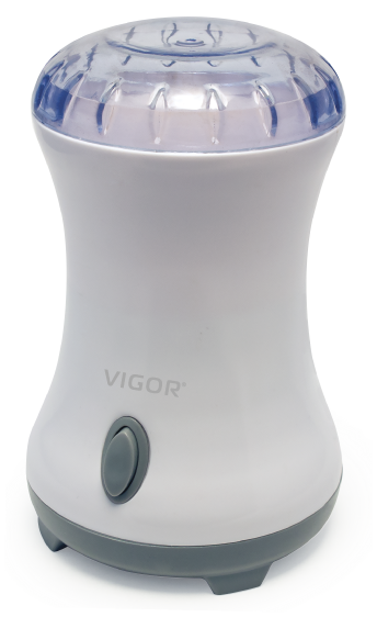

Кофемолка Vigor HX-3440, мощность 160 Вт, рабочая ёмкость на 85 грамм кофейных зерен, нож из нержавеющей стали, пластиковый корпус