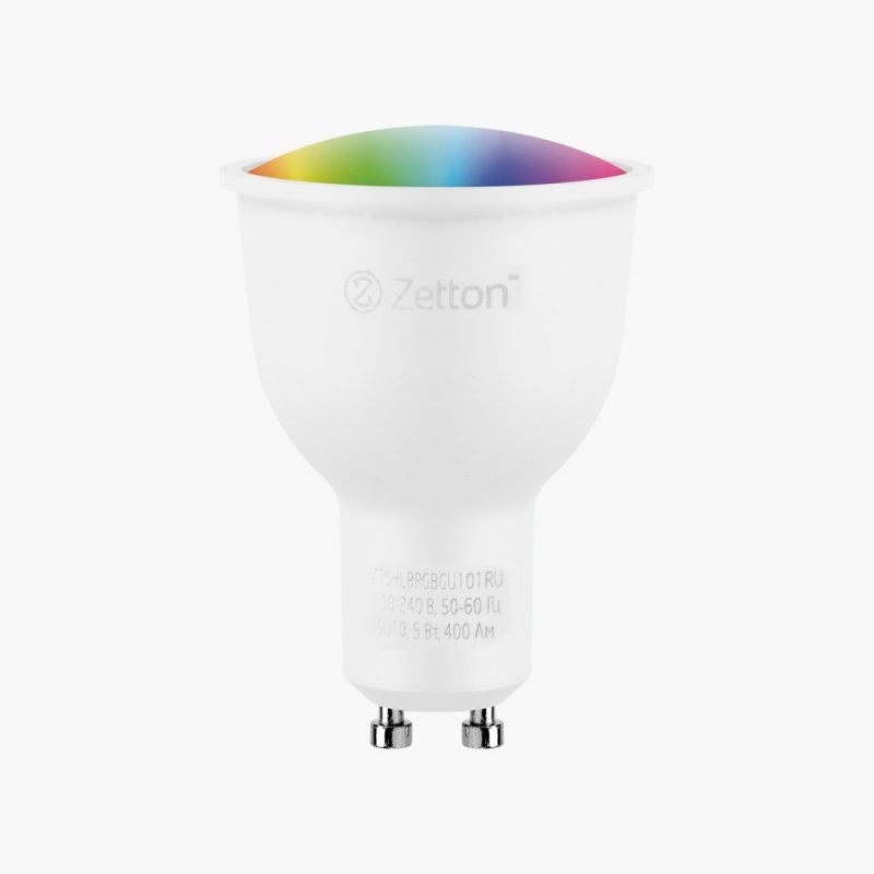 фото Умная лампа zetton led rgbw smart wi-fi bulb gu10 5вт ztshlbrgbgu101ru (коробка)