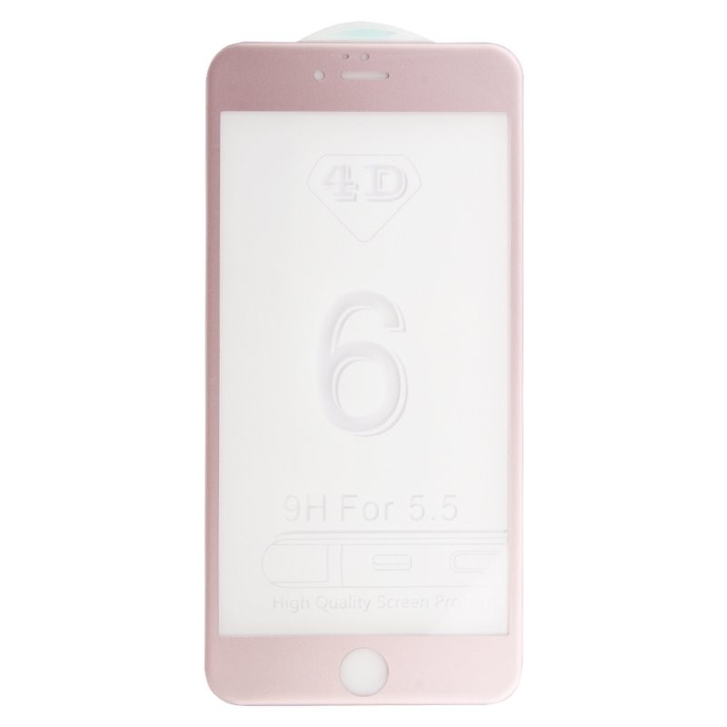 

Защитное стекло «LP» для iPhone 6/6s Plus 4D, гибридное стекло, акриловая рамка(розовое)
