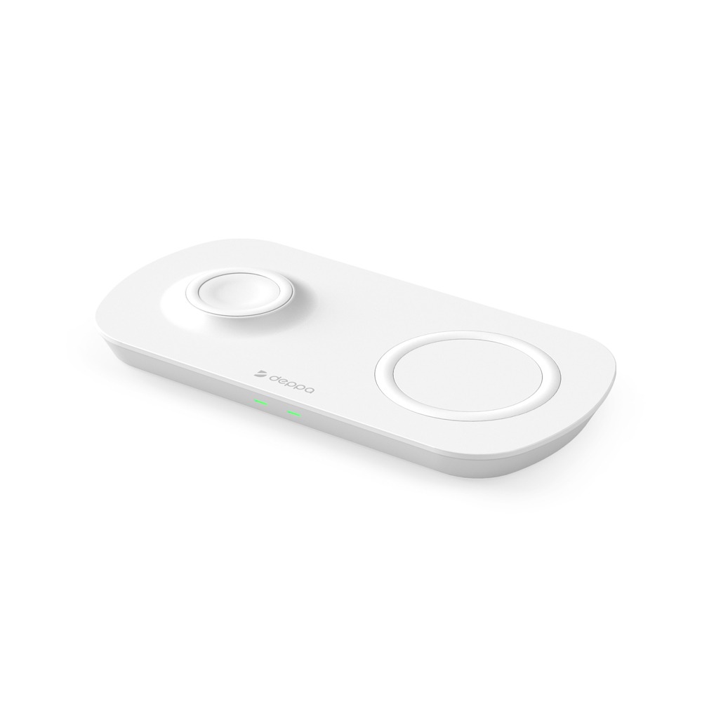 

Зарядная станция 2 в 1: iPhone, Apple Watch, беспроводная, 17,5 Вт, белая, Deppa
