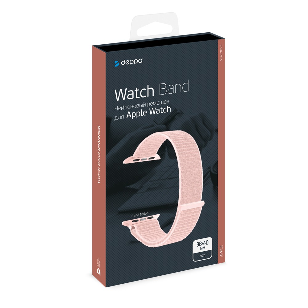 Ремешок Band Nylon для Apple Watch 38/40 mm, нейлоновый, розовый, Deppa