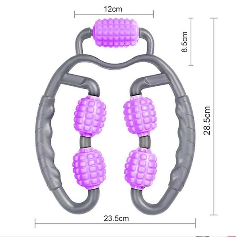 U-образный массажёр для расслабления мышц, 5 роликов, фиолетовый