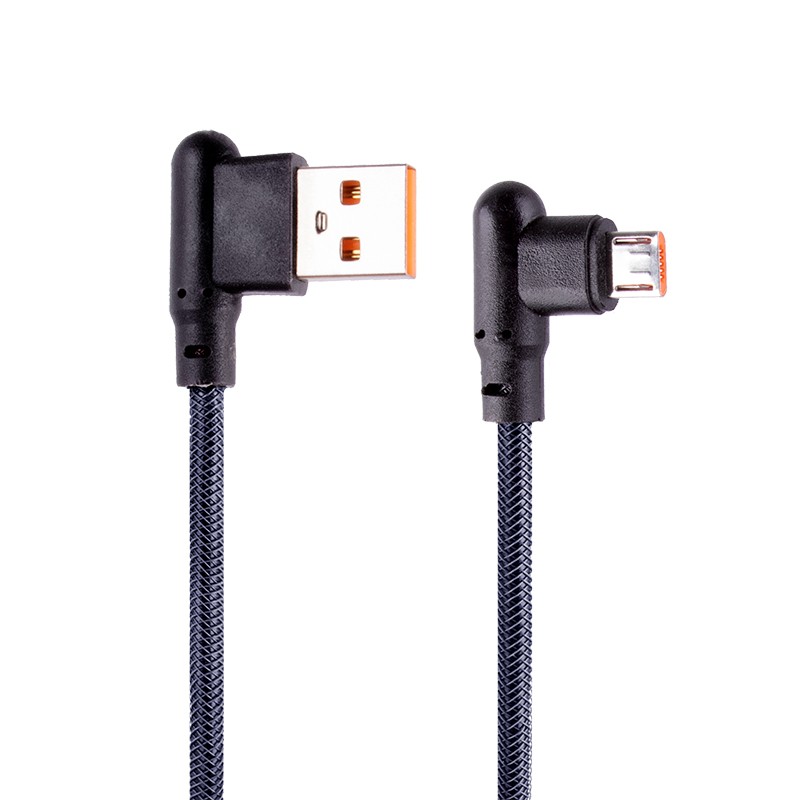 

USB кабель «LP» Micro USB Г-коннектор оплетка леска (черный/блистер)