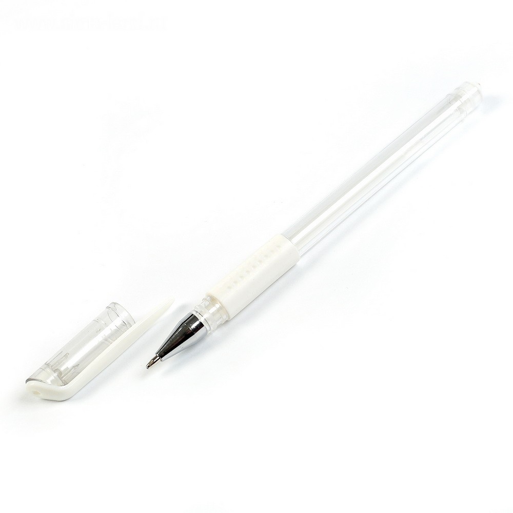 Ручка гелевая 0,5мм белая корпус прозрачный с резиновым держателем от MELEON