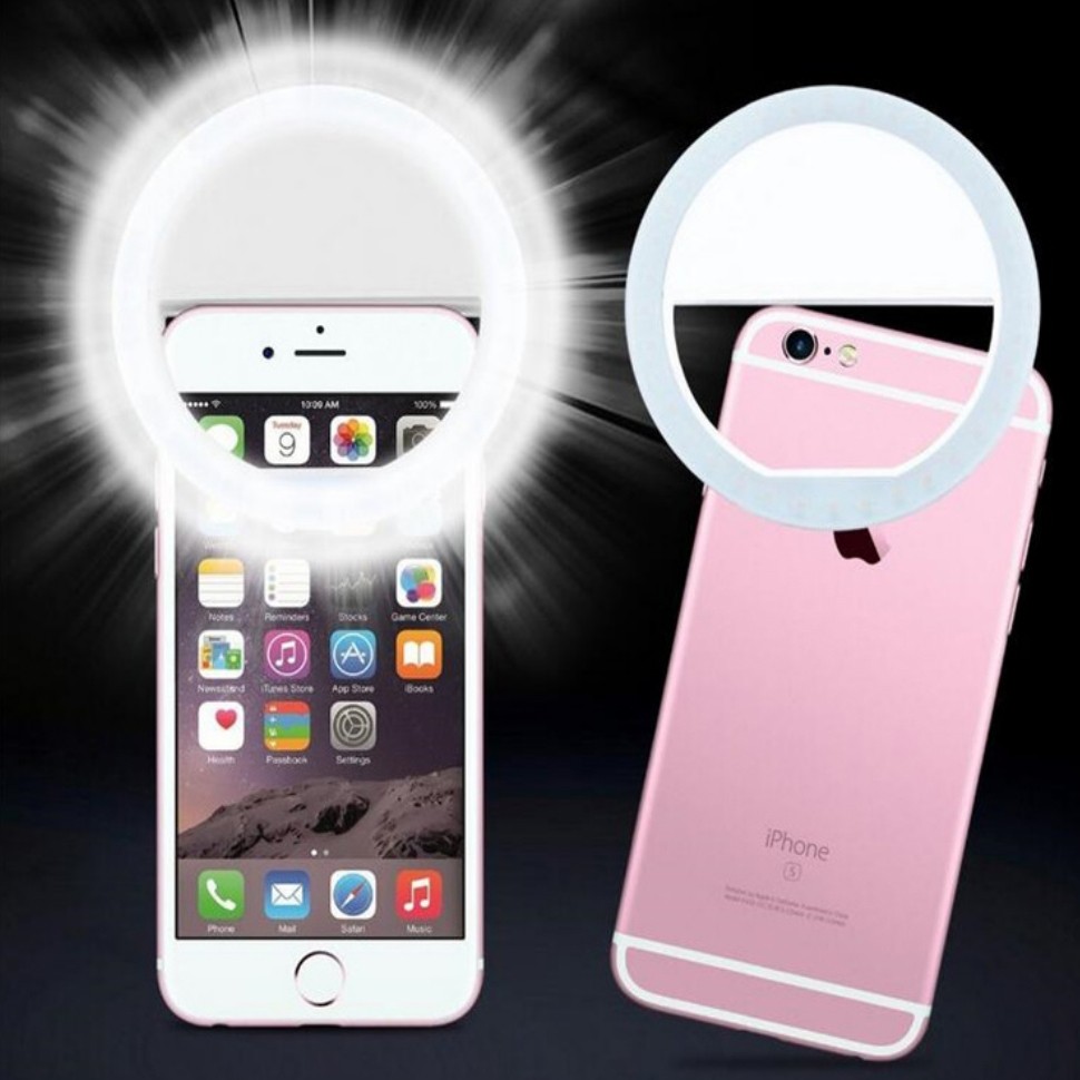 Селфи кольцо - selfie ring light от usb, голубое