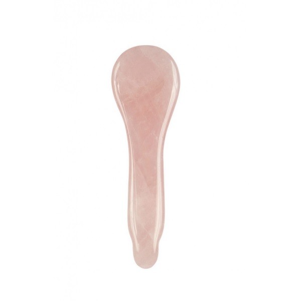 фото Скребок - ложка, для массажа гуаша из розового кварца