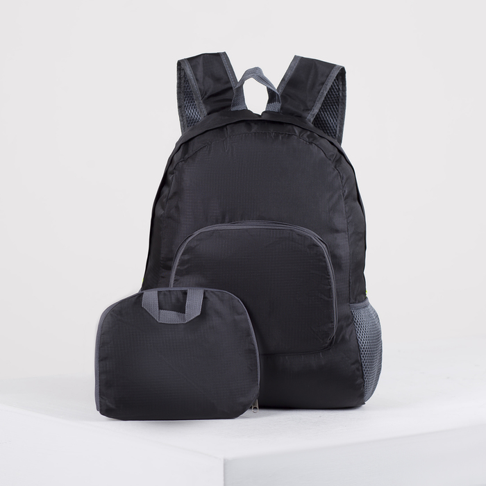 Рюкзак складной, отдел на молнии, наружный карман, 2 боковых кармана, цвет чёрный от MELEON