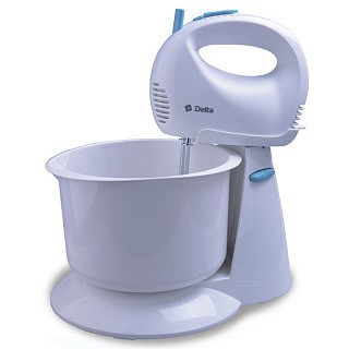 

Миксер DELTA DL-5067С с чашей белый с голубым: 300 Вт, 5 скоростных режимов,режим"Турбо"(4)