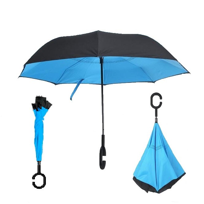 Зонт наоборот (обратный зонт) Up-brella, полуавтомат, синий Зонт наоборот (обратный зонт) Up-brella, полуавтомат, синий