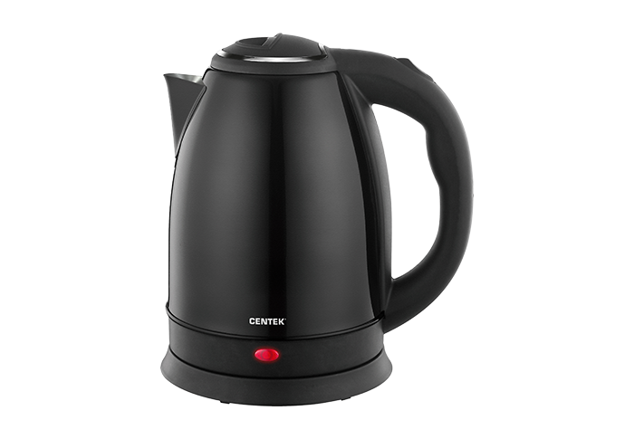 фото Чайник электрический centek ct-1068 black 2л, 2000w, хромированная вставка на крышке