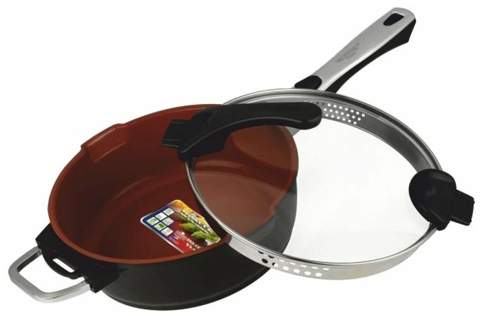 

Сотейник Vitesse Cherry VS-2524, 24 см, с крышкой, съемная ручка, черный/коричневый