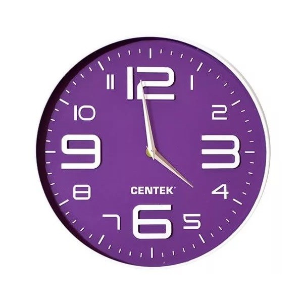 Часы настенные Centek СТ-7101 фиолетовые, диаметр 30см