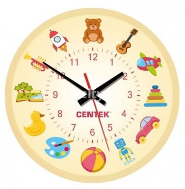 Купить Часы настенные Centek СТ-7104 &lt;Toys&gt; (игрушки) 25 см диам., круг, ПЛАВНЫЙ ХОД, кварцевый механизм