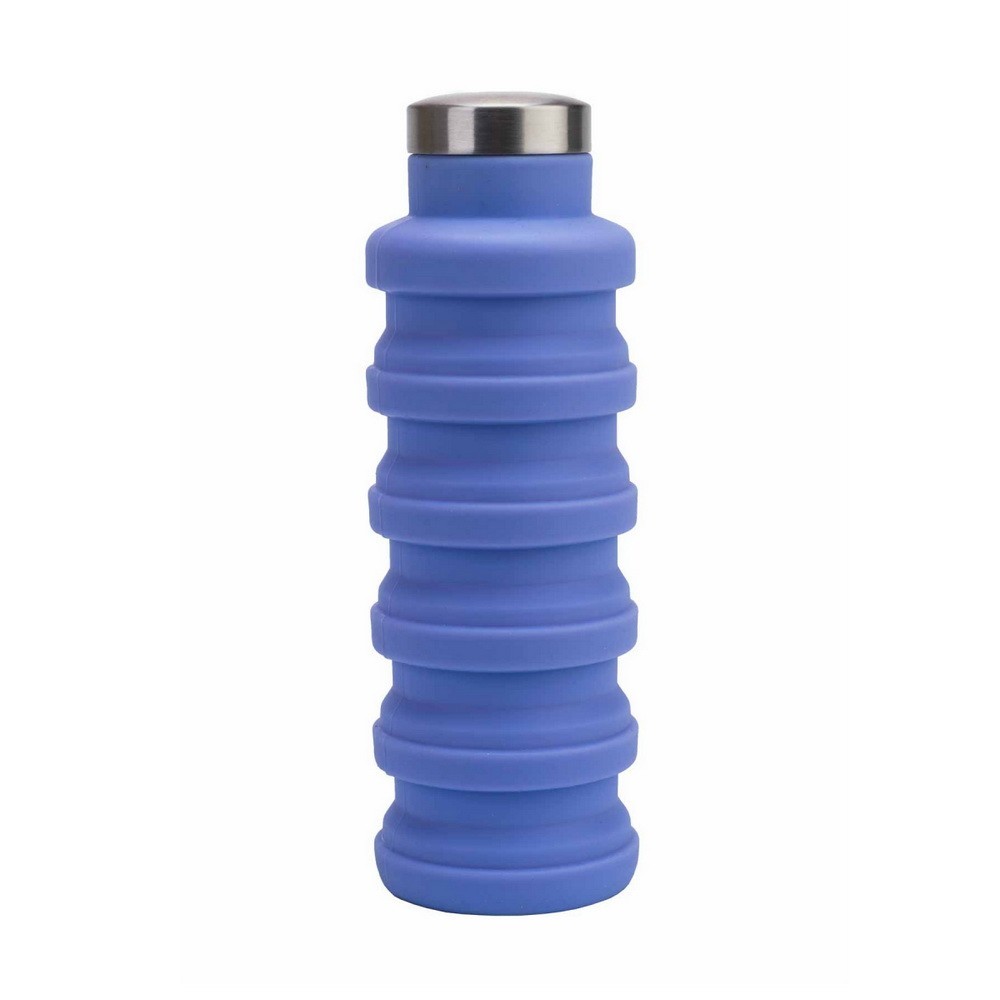 Бутылка для воды силиконовая складная с крышкой, 500 мл, фиолетовый