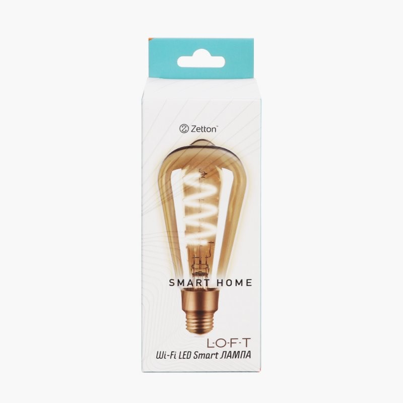 фото Умная лампа zetton led smart wi-fi bulb st64sp e27 4вт 2700к loft ztshlblwwe271ru (коробка)